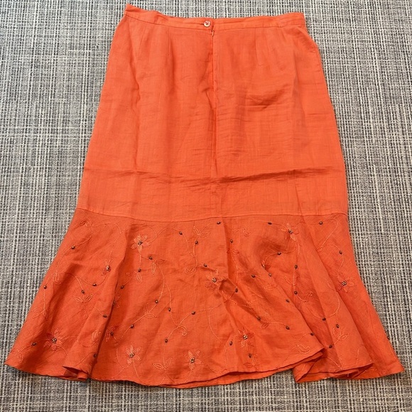 Amelia Austin Women's Orange Flutter Beaded Hem Midi Skirt Size 16 - Picture 5 of 7